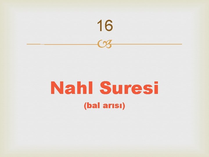 16 Nahl Suresi (bal arısı) 