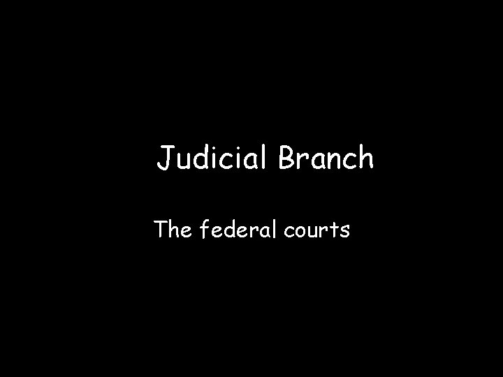 Judicial Branch The federal courts 