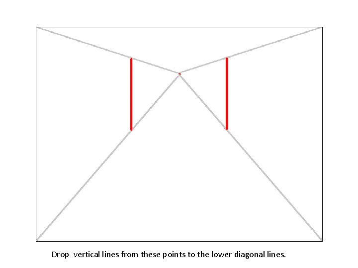 Drop vertical lines from these points to the lower diagonal lines. 