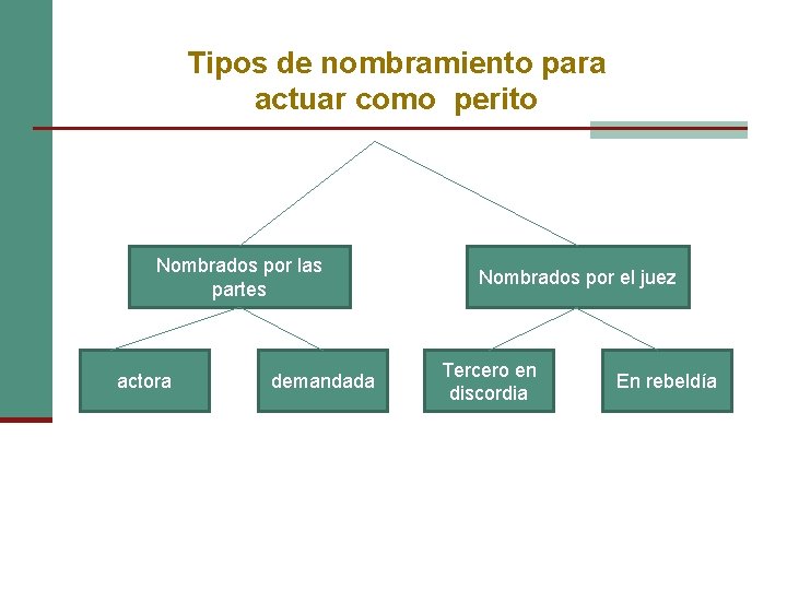 Tipos de nombramiento para actuar como perito Nombrados por las partes actora demandada Nombrados