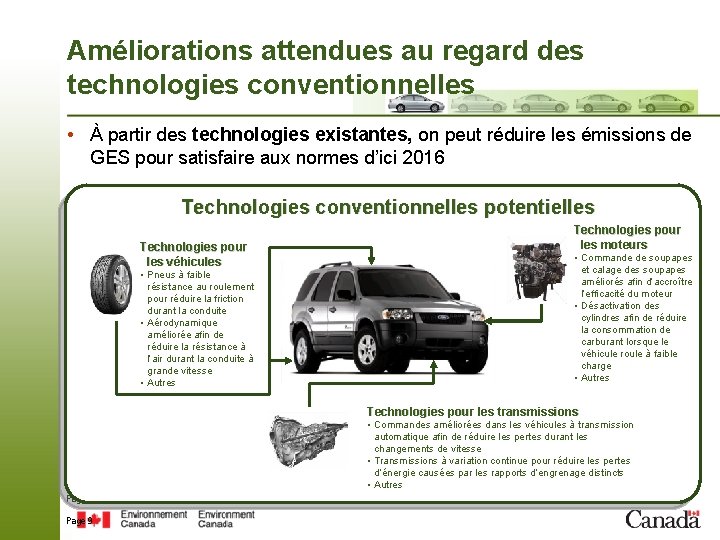 Améliorations attendues au regard des technologies conventionnelles • À partir des technologies existantes, on