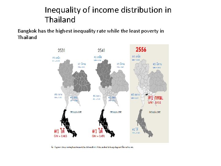 Inequality of income distribution in Thailand Bangkok has the highest inequality rate while the