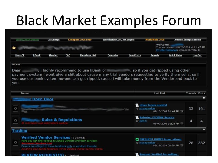 Black Market Examples Forum 