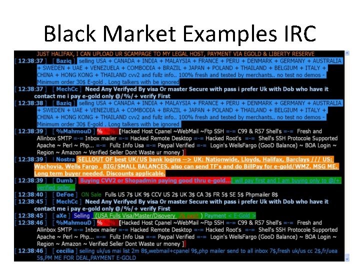 Black Market Examples IRC 