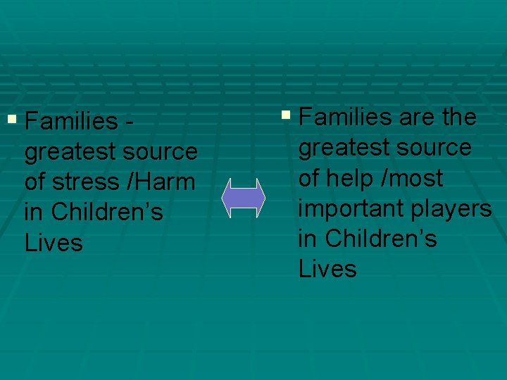 § Families - greatest source of stress /Harm in Children’s Lives § Families are § Families - greatest source of stress /Harm in Children’s Lives § Families are