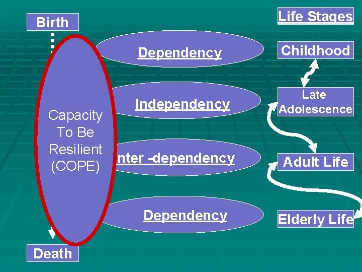 Life Stages Birth Dependency Childhood Independency Late Adolescence Capacity To Be Resilient Inter -dependency Life Stages Birth Dependency Childhood Independency Late Adolescence Capacity To Be Resilient Inter -dependency