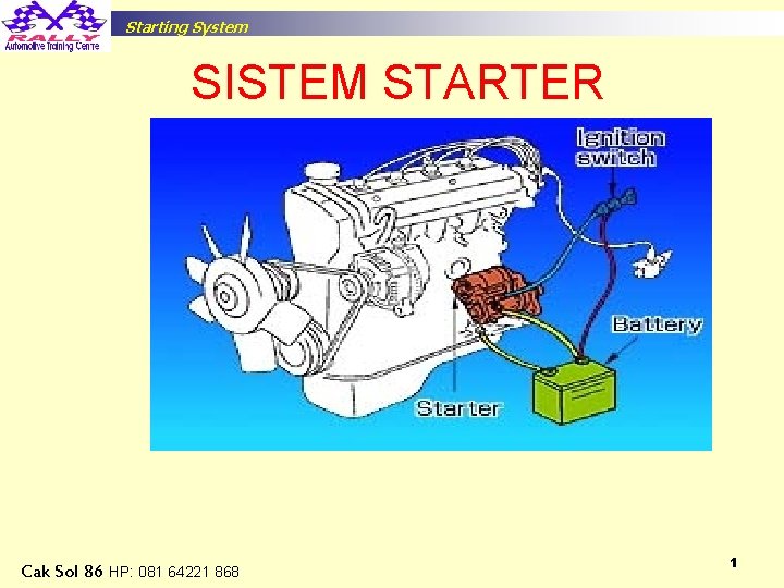 Starting System SISTEM STARTER Cak Sol 86 HP: 081 64221 868 1 