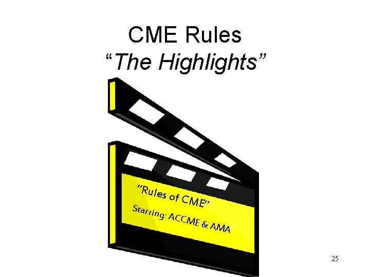 CME Rules “The Highlights” “Rules Starrin of CM E” g: ACC ME & AMA