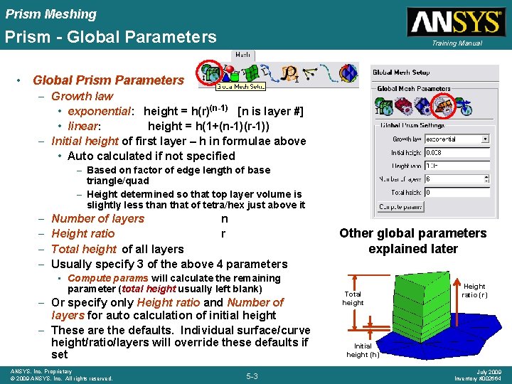 Prism Meshing Prism - Global Parameters Training Manual • Global Prism Parameters – Growth