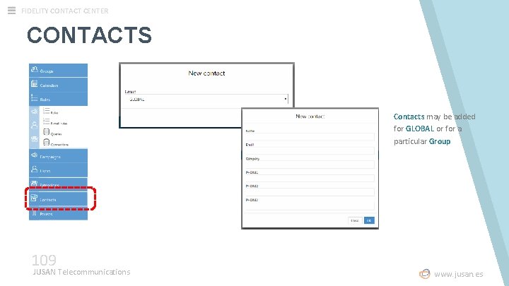 FIDELITY CONTACT CENTER CONTACTS Contacts may be added for GLOBAL or for a particular FIDELITY CONTACT CENTER CONTACTS Contacts may be added for GLOBAL or for a particular