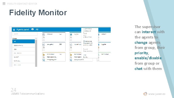 FIDELITY CONTACT CENTER Fidelity Monitor The supervisor can interact with the agents to change FIDELITY CONTACT CENTER Fidelity Monitor The supervisor can interact with the agents to change