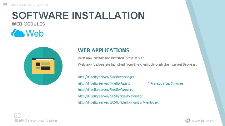 FIDELITY CONTACT CENTER SOFTWARE INSTALLATION WEB MODULES WEB APPLICATIONS Web applications are installed in FIDELITY CONTACT CENTER SOFTWARE INSTALLATION WEB MODULES WEB APPLICATIONS Web applications are installed in