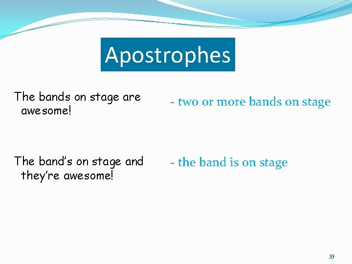 Apostrophes The bands on stage are awesome! - two or more bands on stage Apostrophes The bands on stage are awesome! - two or more bands on stage