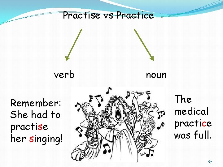 Practise vs Practice verb Remember: She had to practise her singing! noun The medical Practise vs Practice verb Remember: She had to practise her singing! noun The medical