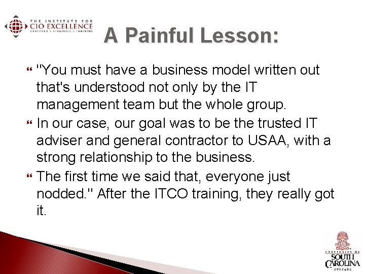 A Painful Lesson: "You must have a business model written out that's understood not A Painful Lesson: "You must have a business model written out that's understood not