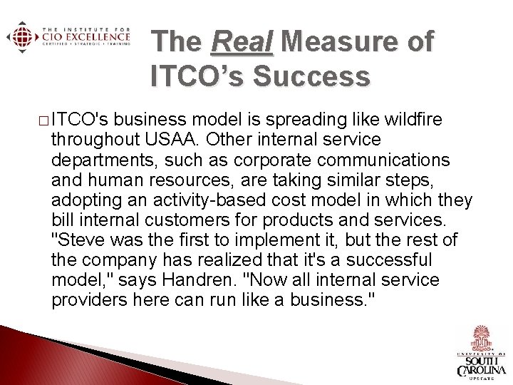 The Real Measure of ITCO’s Success � ITCO's business model is spreading like wildfire The Real Measure of ITCO’s Success � ITCO's business model is spreading like wildfire
