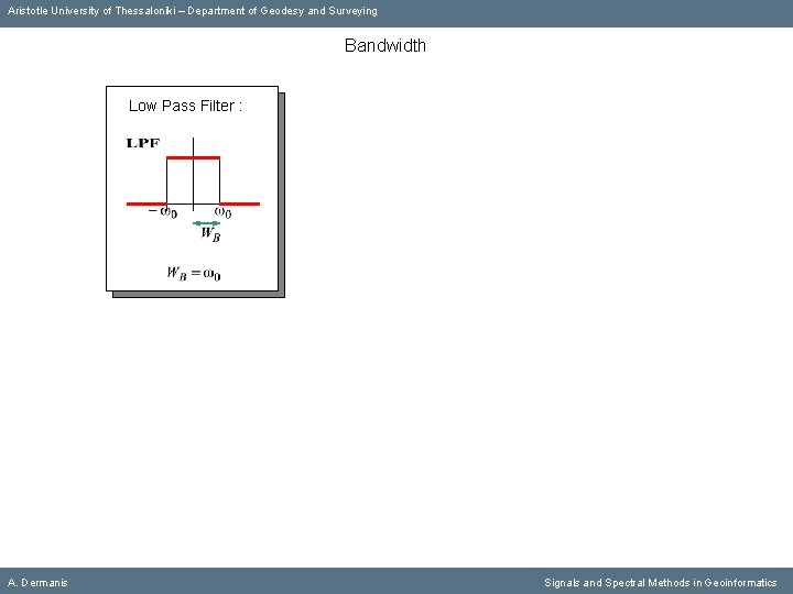 Aristotle University of Thessaloniki – Department of Geodesy and Surveying Bandwidth Low Pass Filter