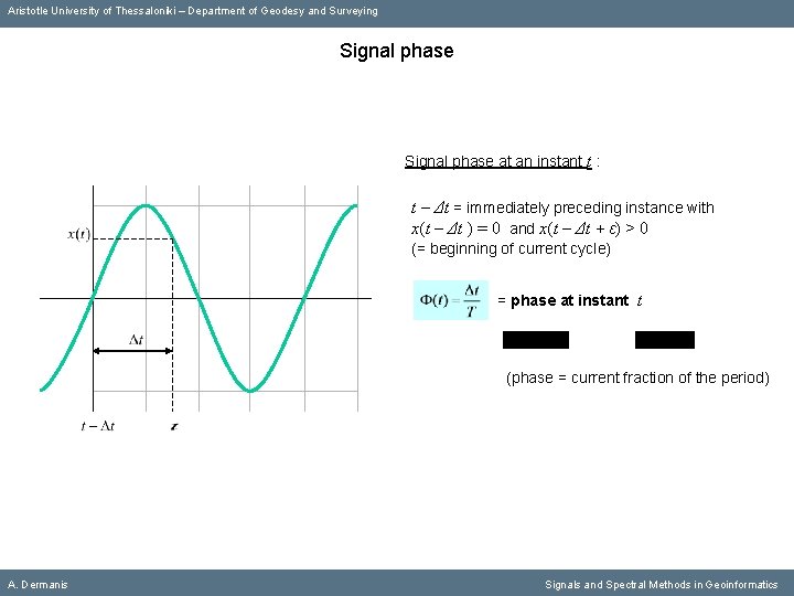 Aristotle University of Thessaloniki – Department of Geodesy and Surveying Signal phase at an