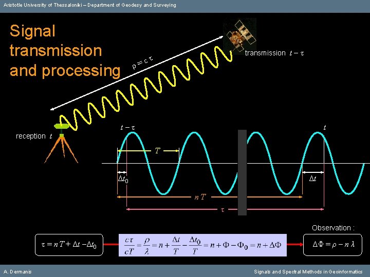 Aristotle University of Thessaloniki – Department of Geodesy and Surveying Signal transmission and processing