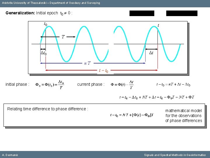 Aristotle University of Thessaloniki – Department of Geodesy and Surveying Generalization: Initial epoch t