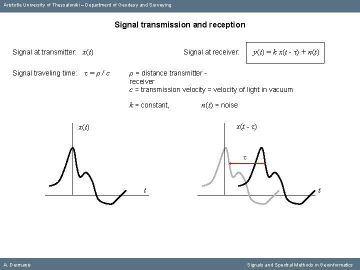 Aristotle University of Thessaloniki – Department of Geodesy and Surveying Signal transmission and reception