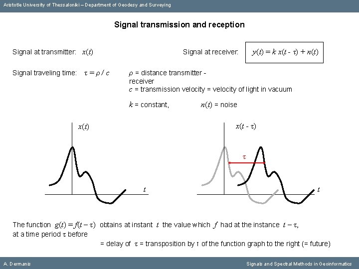 Aristotle University of Thessaloniki – Department of Geodesy and Surveying Signal transmission and reception