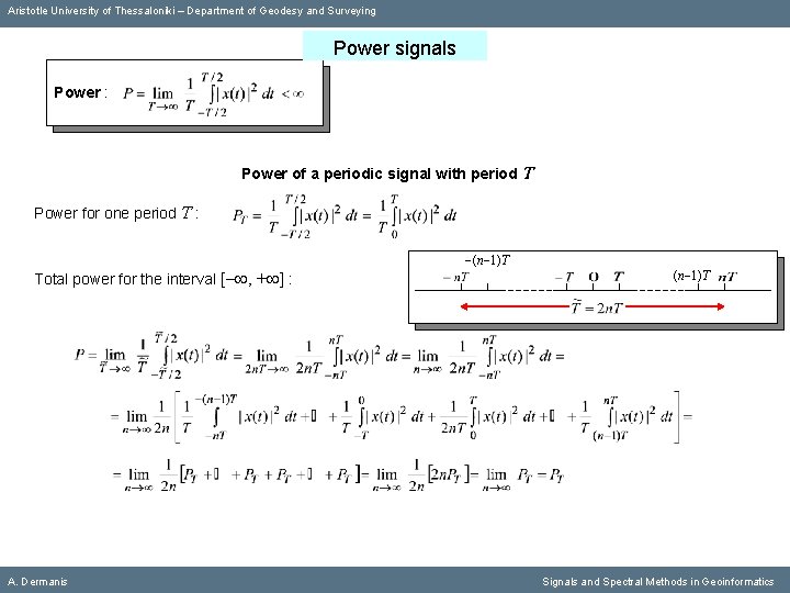 Aristotle University of Thessaloniki – Department of Geodesy and Surveying Power signals Power :