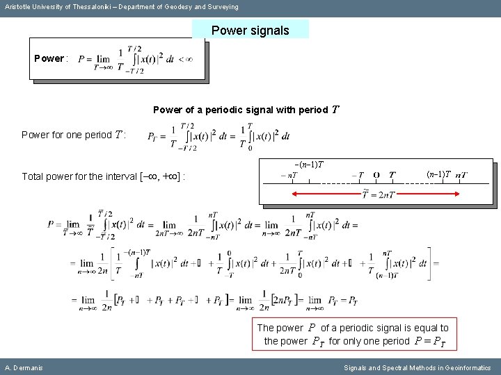 Aristotle University of Thessaloniki – Department of Geodesy and Surveying Power signals Power :