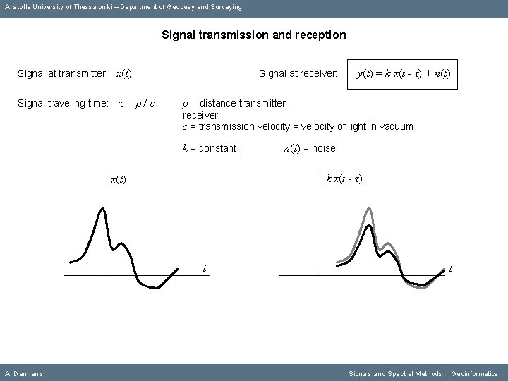 Aristotle University of Thessaloniki – Department of Geodesy and Surveying Signal transmission and reception