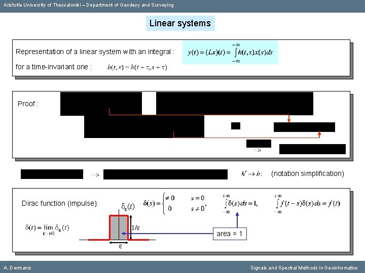 Aristotle University of Thessaloniki – Department of Geodesy and Surveying Linear systems Representation of