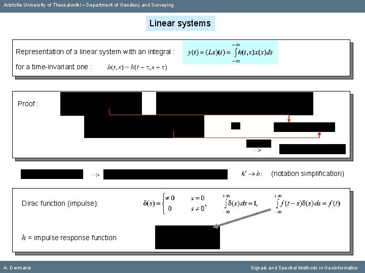 Aristotle University of Thessaloniki – Department of Geodesy and Surveying Linear systems Representation of