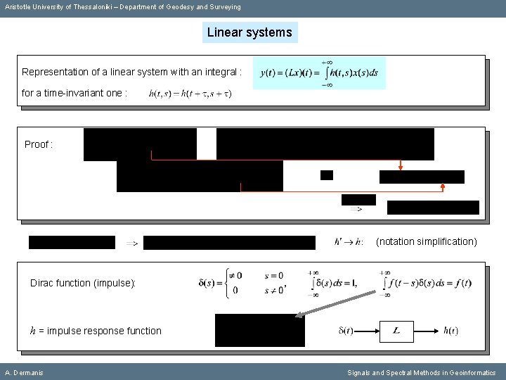 Aristotle University of Thessaloniki – Department of Geodesy and Surveying Linear systems Representation of