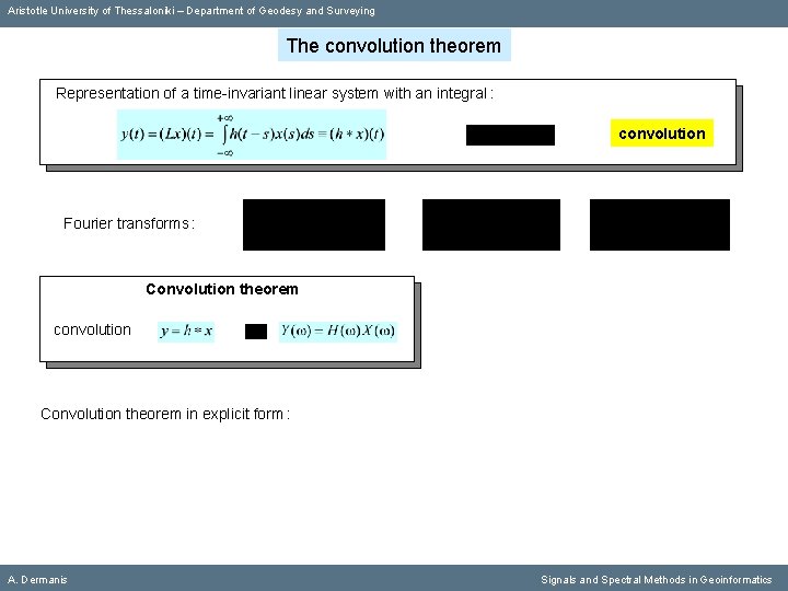 Aristotle University of Thessaloniki – Department of Geodesy and Surveying The convolution theorem Representation