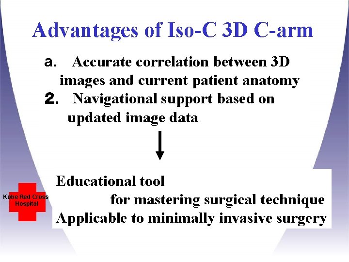 Advantages of Iso-C 3 D C-arm a. Accurate correlation between 3 D images and Advantages of Iso-C 3 D C-arm a. Accurate correlation between 3 D images and