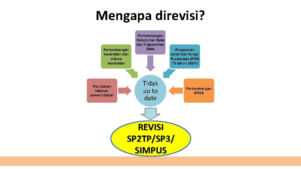 Mengapa direvisi? Perkembangan kesehatan dan sistem kesehatan Perubahan tatanan pemerintahan Perkembangan Kebutuhan Data dan