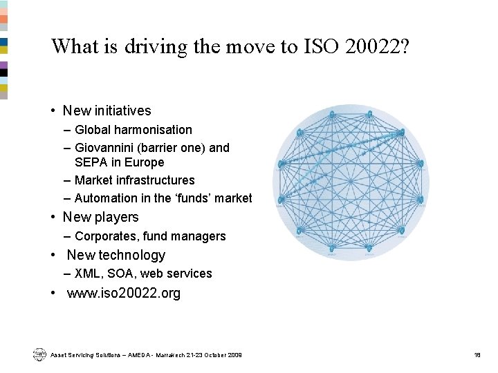 What is driving the move to ISO 20022? • New initiatives – Global harmonisation