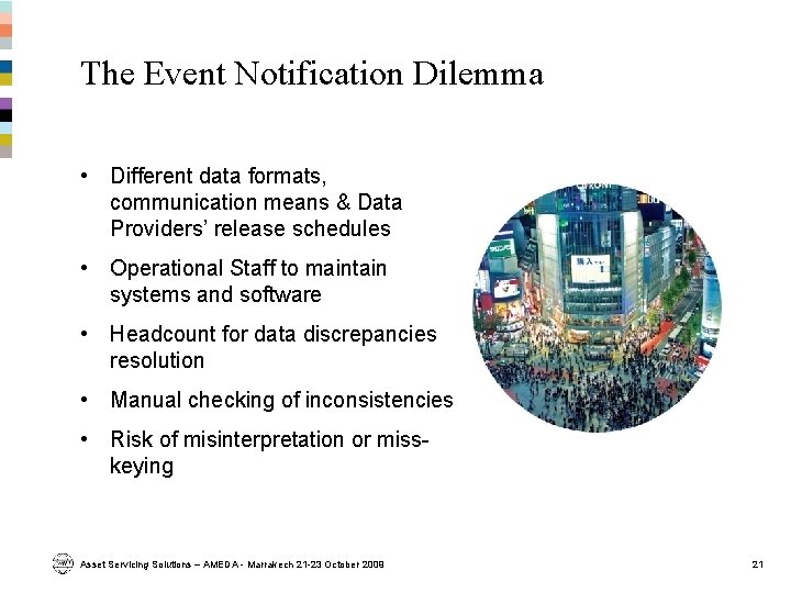The Event Notification Dilemma • Different data formats, communication means & Data Providers’ release