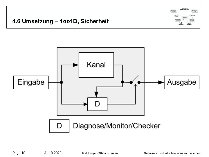 4. 6 Umsetzung – 1 oo 1 D, Sicherheit Page 18 31. 10. 2020