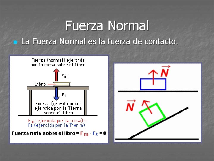 Fuerza Normal n La Fuerza Normal es la fuerza de contacto. 