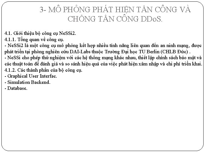3 - MÔ PHỎNG PHÁT HIỆN TẤN CÔNG VÀ CHỐNG TẤN CÔNG DDo. S.