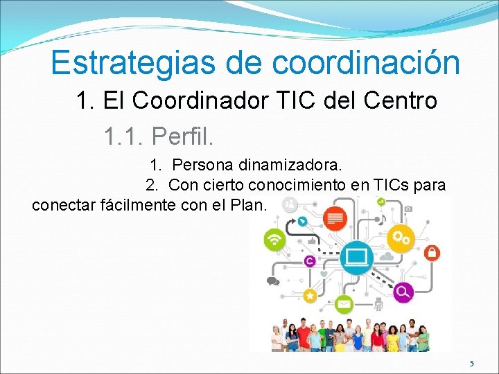 Estrategias de coordinación 1. El Coordinador TIC del Centro 1. 1. Perfil. 1. Persona