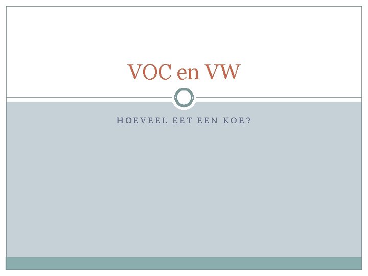 VOC en VW HOEVEEL EET EEN KOE? 