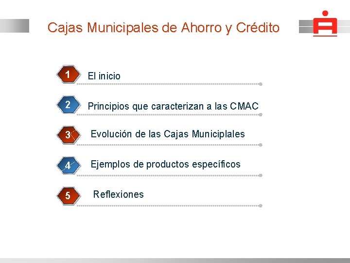 Cajas Municipales de Ahorro y Crédito 1 El inicio 2 Principios que caracterizan a