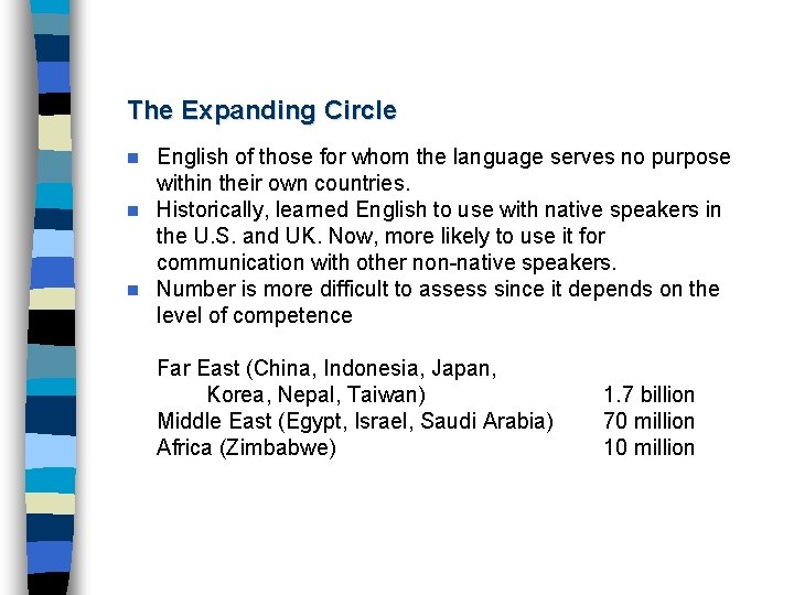 The Expanding Circle English of those for whom the language serves no purpose within