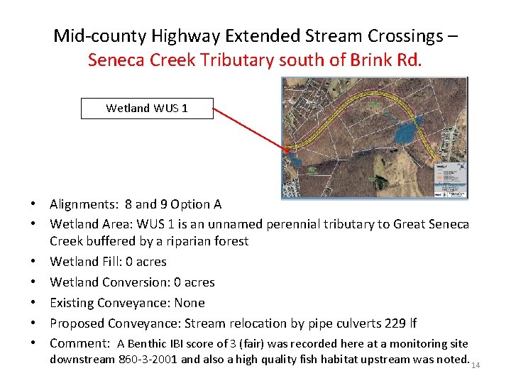 Mid-county Highway Extended Stream Crossings – Seneca Creek Tributary south of Brink Rd. Wetland