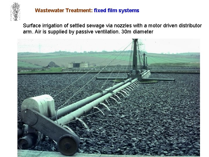 Wastewater Treatment: fixed film systems Surface irrigation of settled sewage via nozzles with a