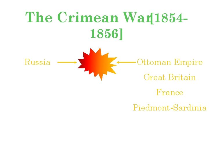The Crimean War[18541856] Russia [claimed protectorship over the Orthodox Christians in the Ottoman Empire]