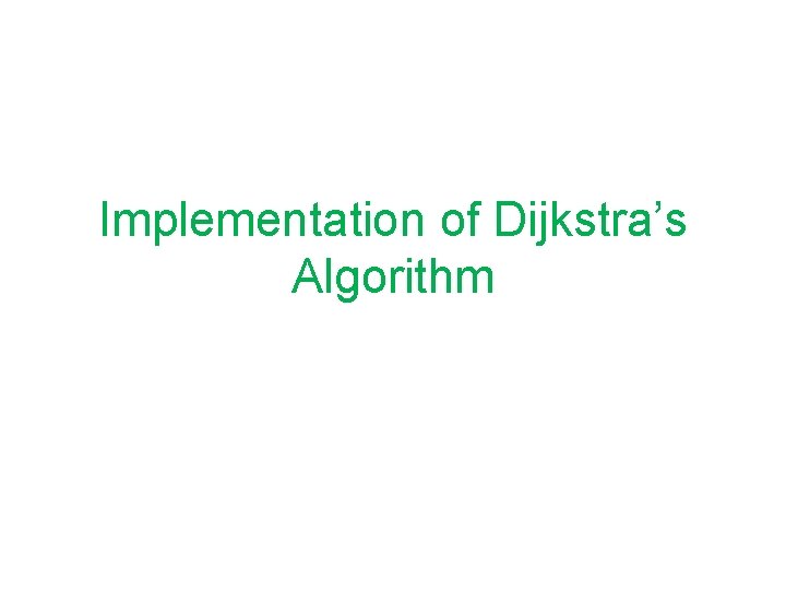 Implementation of Dijkstra’s Algorithm 