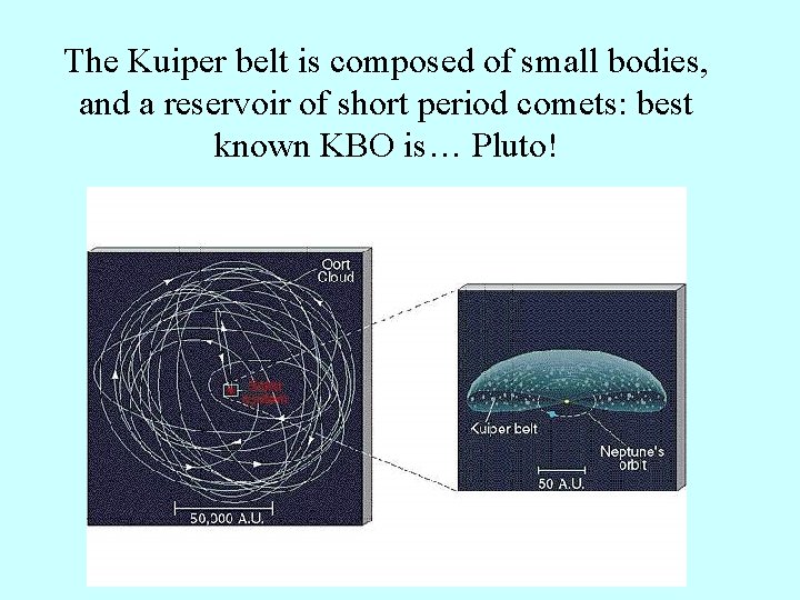 The Kuiper belt is composed of small bodies, and a reservoir of short period