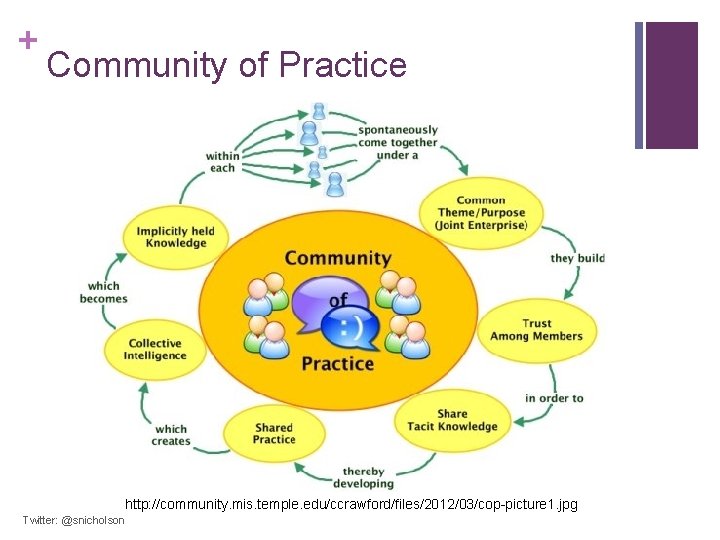 + Community of Practice http: //community. mis. temple. edu/ccrawford/files/2012/03/cop-picture 1. jpg Twitter: @snicholson 